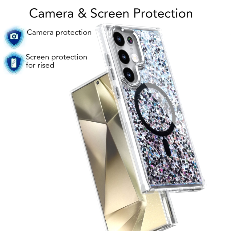 For Samsung Galaxy S24 Ultra 5G Epoxy Glitter MagSafe Magnetic TPU Phone Case(Black)