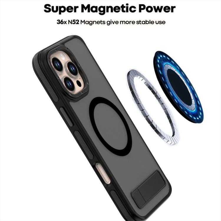 For iPhone 15 Plus / 14 Plus Dual-Color Skin Feel Magsafe Phone Case with Holder(Black) For iPhone 15 Plus / 14 Plus Dual-Color Skin Feel Magsafe Phone Case with Holder(Black)