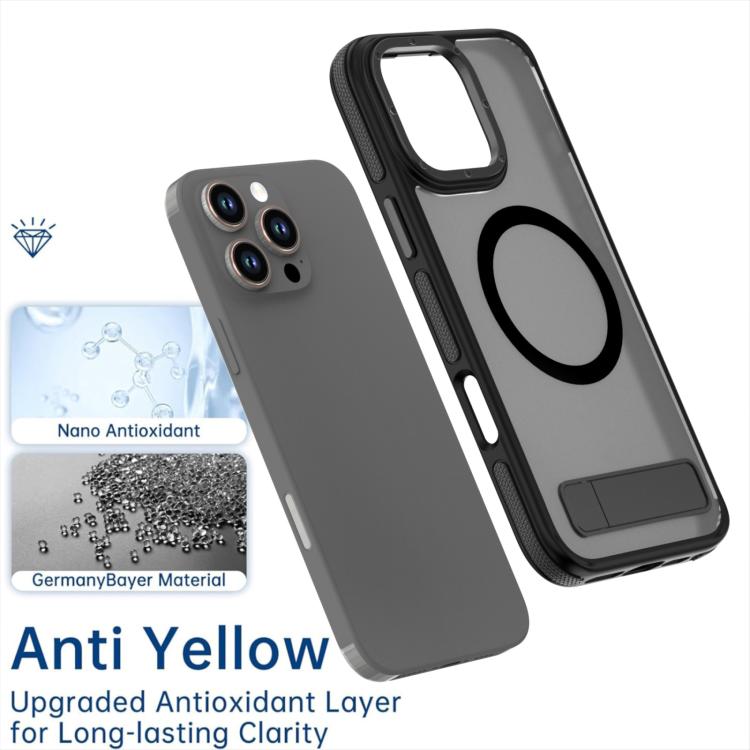 For iPhone 15 Plus / 14 Plus Dual-Color Skin Feel Magsafe Phone Case with Holder(Black) For iPhone 15 Plus / 14 Plus Dual-Color Skin Feel Magsafe Phone Case with Holder(Black)