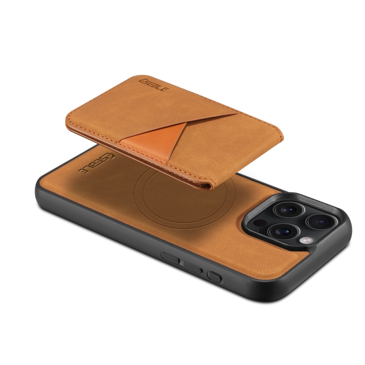For iPhone 16 Plus ESEBLE E2 Retro Texture Card Slots MagSafe RFID Leather Case(Yellow) For iPhone 16 Plus ESEBLE E2 Retro Texture Card Slots MagSafe RFID Leather Case(Yellow)