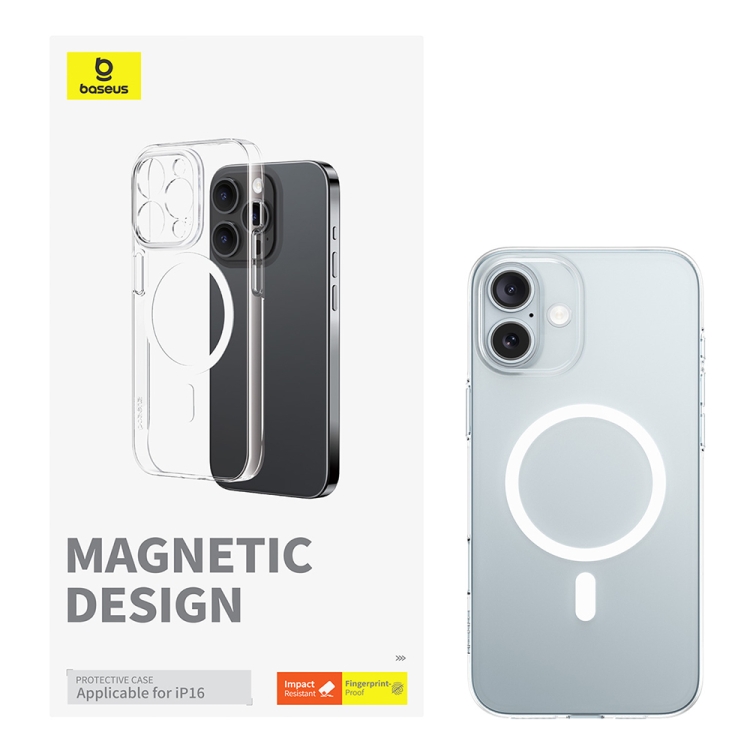 For iPhone 16 Baseus Crystal Series Magsafe Magnetic Phone Case(Transparent) For iPhone 16 Baseus Crystal Series Magsafe Magnetic Phone Case(Transparent)