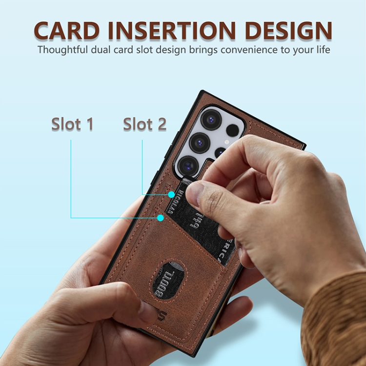 For Samsung Galaxy S24 Ultra 5G AZNS K1 Series Card Slot Business Phone Case(Brown) For Samsung Galaxy S24 Ultra 5G AZNS K1 Series Card Slot Business Phone Case(Brown)