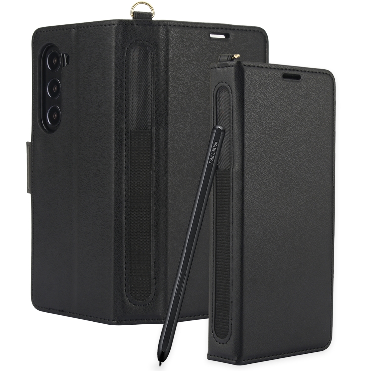 For Samsung Galaxy Fold5 5G Side Buckle Leather Phone Case(Black) For Samsung Galaxy Fold5 5G Side Buckle Leather Phone Case(Black)