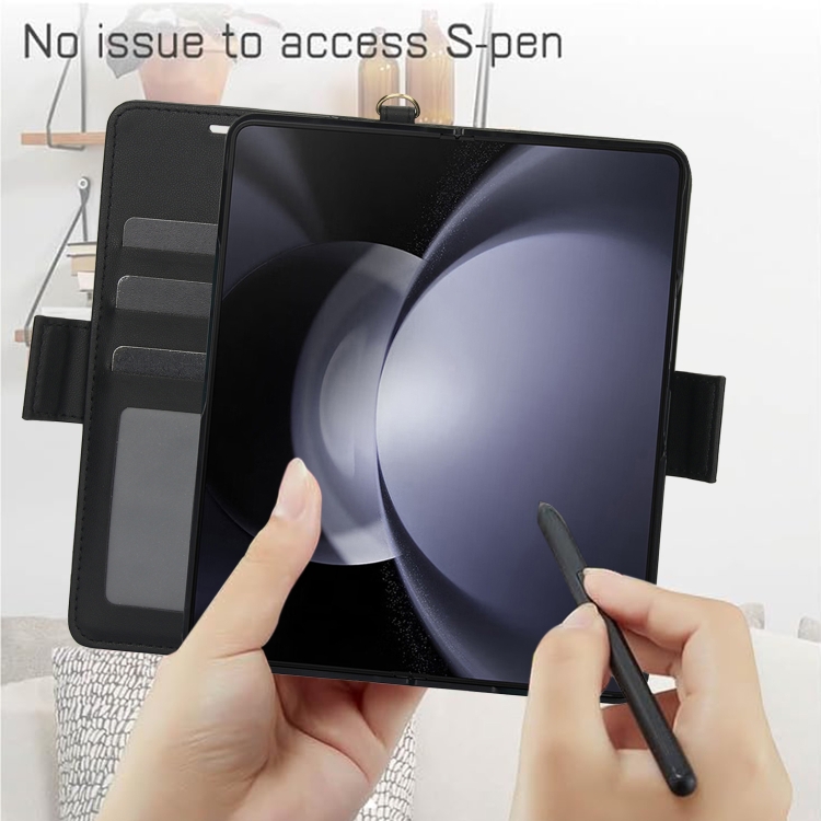 For Samsung Galaxy Fold5 5G Side Buckle Leather Phone Case(Black) For Samsung Galaxy Fold5 5G Side Buckle Leather Phone Case(Black)
