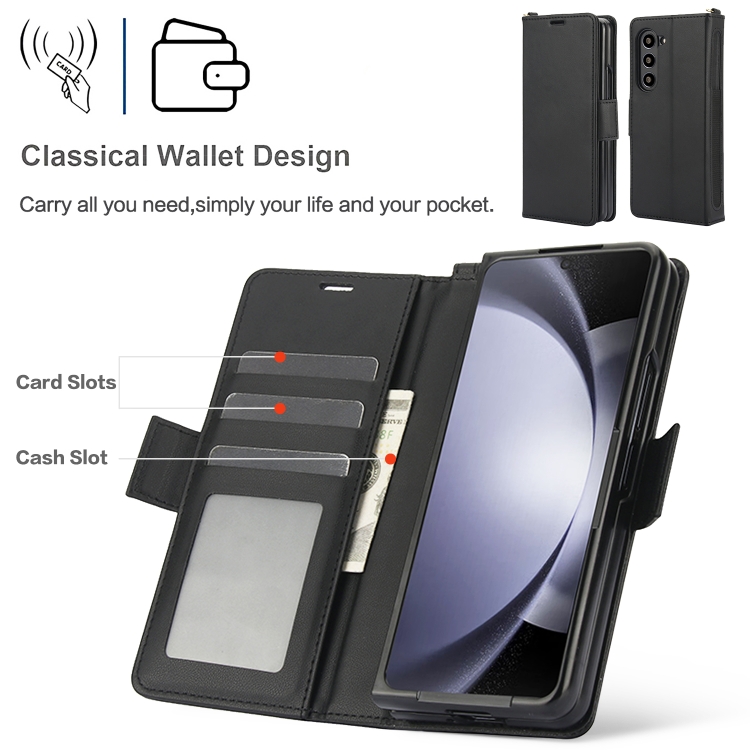For Samsung Galaxy Fold5 5G Side Buckle Leather Phone Case(Black) For Samsung Galaxy Fold5 5G Side Buckle Leather Phone Case(Black)