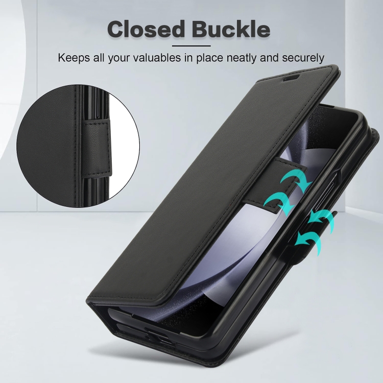For Samsung Galaxy Fold5 5G Side Buckle Leather Phone Case(Black) For Samsung Galaxy Fold5 5G Side Buckle Leather Phone Case(Black)