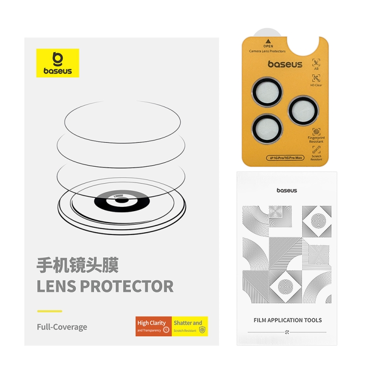 For iPhone 16 Pro / 16 Pro Max Baseus Corning Series Glare-Repelling HD Lens Protector(Transparent) For iPhone 16 Pro / 16 Pro Max Baseus Corning Series Glare-Repelling HD Lens Protector(Transparent)