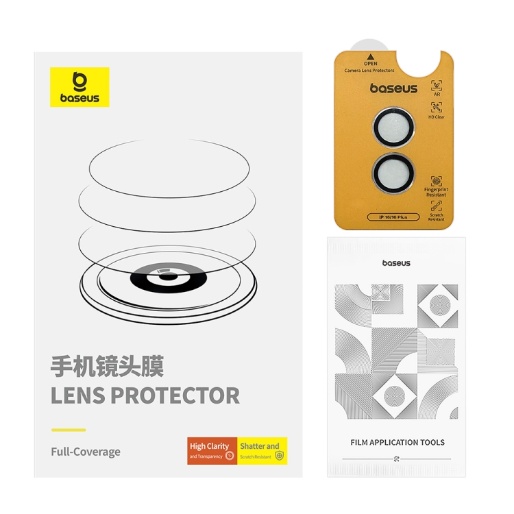 For iPhone 16  / 16 Plus Baseus Corning Series Glare-Repelling HD Lens Protector(Transparent)