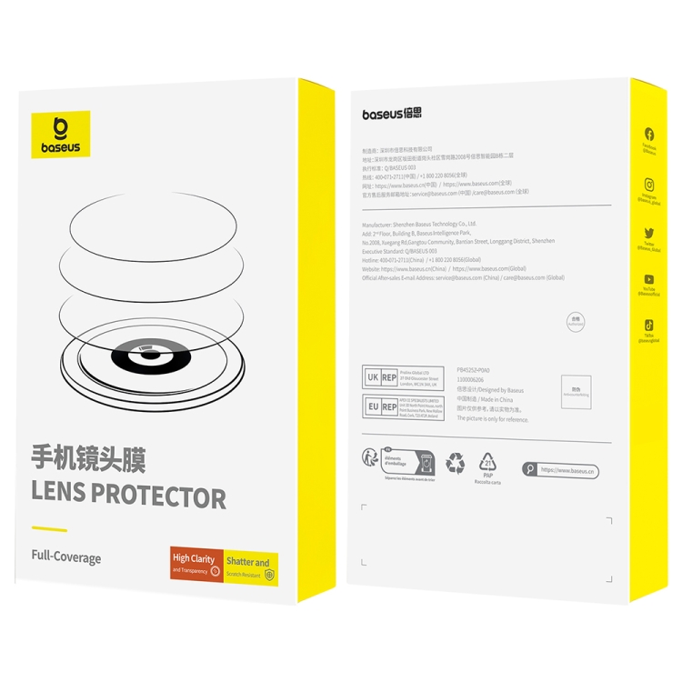 For iPhone 16  / 16 Plus Baseus Corning Series Glare-Repelling HD Lens Protector(Transparent)