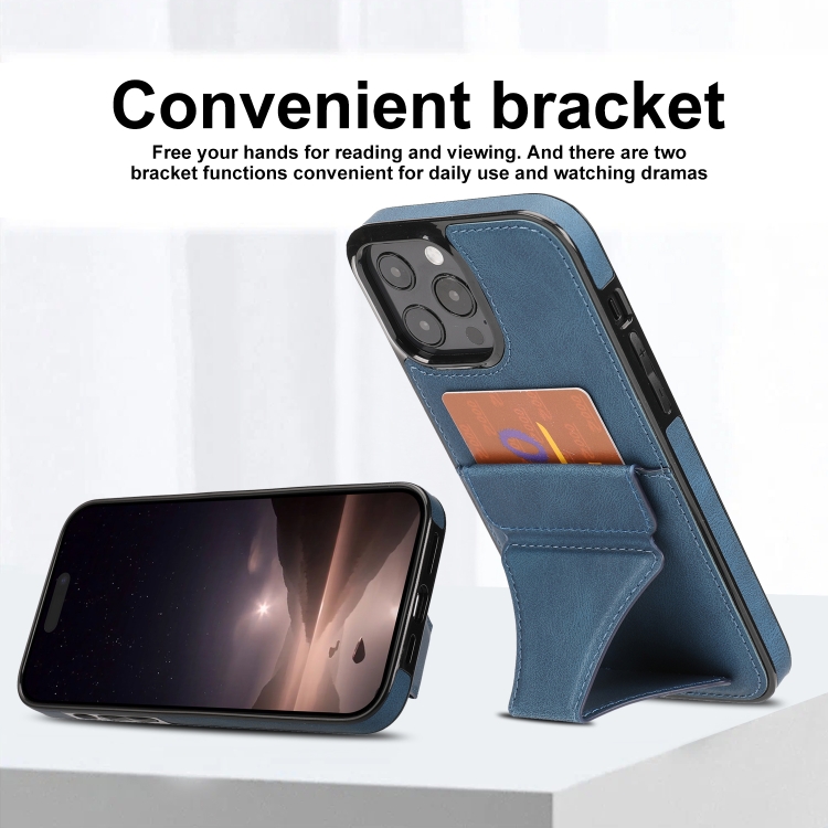For iPhone 16 Pro Ultra-thin Shockproof Phone Protective Case with Holder(Blue)