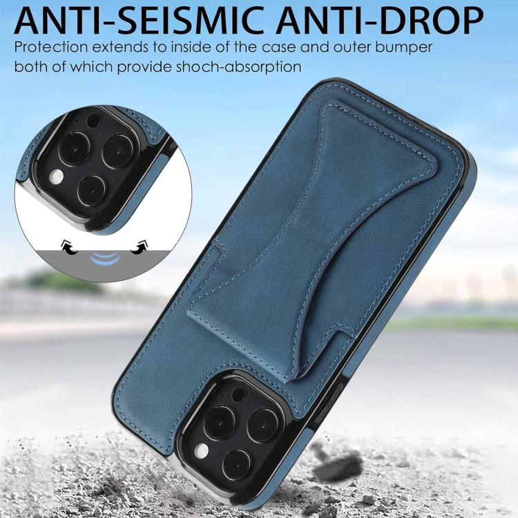 For iPhone 16 Pro Ultra-thin Shockproof Phone Protective Case with Holder(Blue)