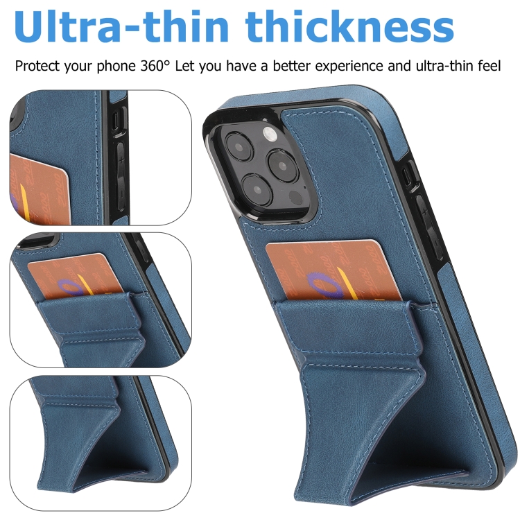 For iPhone 16 Pro Ultra-thin Shockproof Phone Protective Case with Holder(Blue)