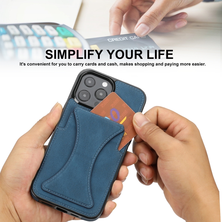 For iPhone 16 Pro Ultra-thin Shockproof Phone Protective Case with Holder(Blue)