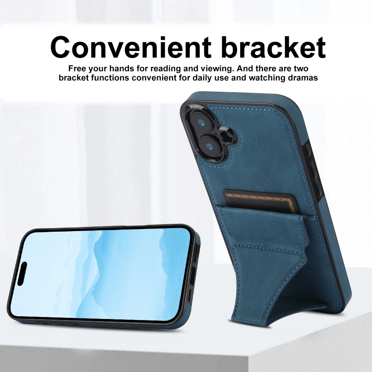 For iPhone 16 Plus Ultra-thin Shockproof Phone Protective Case with Holder(Blue) For iPhone 16 Plus Ultra-thin Shockproof Phone Protective Case with Holder(Blue)