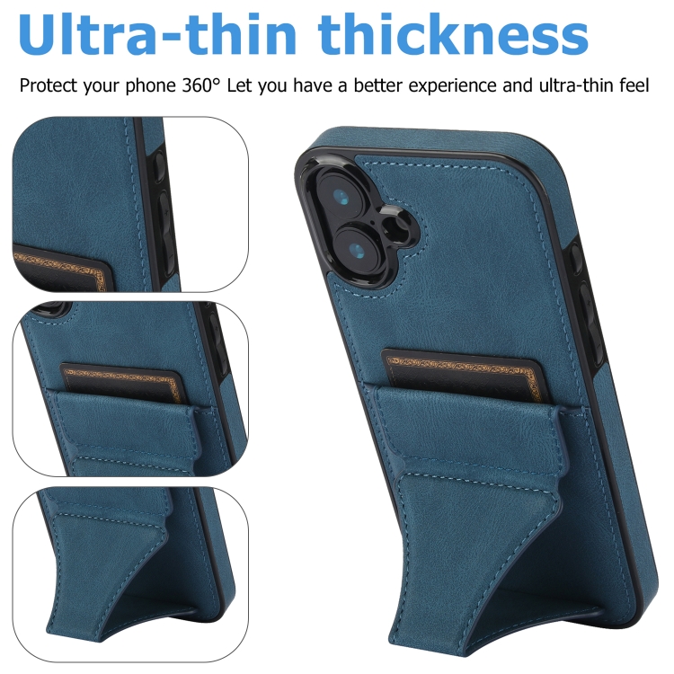 For iPhone 16 Plus Ultra-thin Shockproof Phone Protective Case with Holder(Blue) For iPhone 16 Plus Ultra-thin Shockproof Phone Protective Case with Holder(Blue)