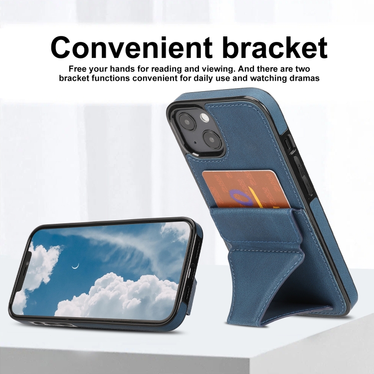 For iPhone 15 Ultra-thin Shockproof Phone Protective Case with Holder(Blue) For iPhone 15 Ultra-thin Shockproof Phone Protective Case with Holder(Blue)