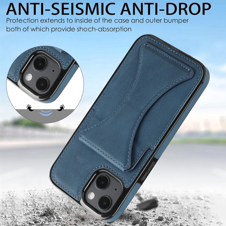 For iPhone 15 Ultra-thin Shockproof Phone Protective Case with Holder(Blue) For iPhone 15 Ultra-thin Shockproof Phone Protective Case with Holder(Blue)