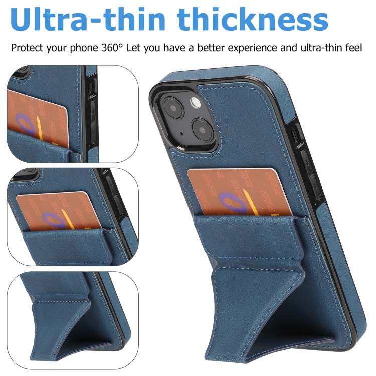 For iPhone 15 Ultra-thin Shockproof Phone Protective Case with Holder(Blue) For iPhone 15 Ultra-thin Shockproof Phone Protective Case with Holder(Blue)