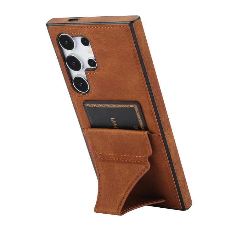 For Samsung Galaxy S24 Ultra 5G Ultra-thin Shockproof Phone Protective Case with Holder(Brown) For Samsung Galaxy S24 Ultra 5G Ultra-thin Shockproof Phone Protective Case with Holder(Brown)
