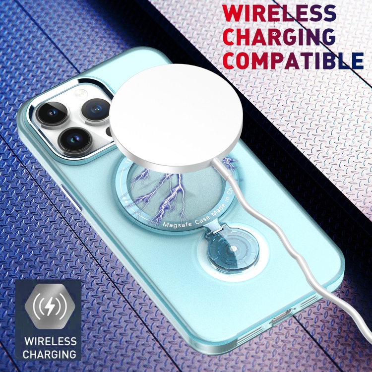 For iPhone 15 Pro Max Rotation Holder MagSafe Phone Case(Blue) For iPhone 15 Pro Max Rotation Holder MagSafe Phone Case(Blue)
