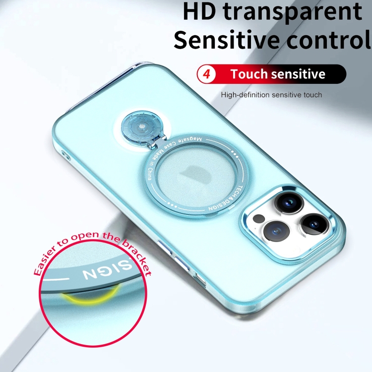 For iPhone 15 Pro Max Rotation Holder MagSafe Phone Case(Blue) For iPhone 15 Pro Max Rotation Holder MagSafe Phone Case(Blue)