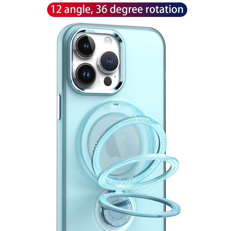 For iPhone 15 Pro Max Rotation Holder MagSafe Phone Case(Blue) For iPhone 15 Pro Max Rotation Holder MagSafe Phone Case(Blue)