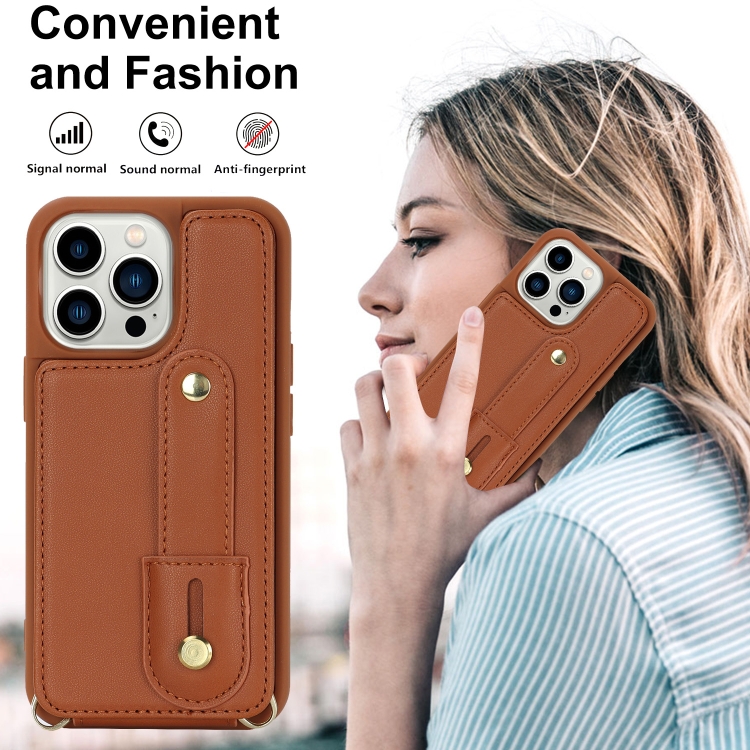 For iPhone 16 Pro Wristband Vertical Flip Wallet Back Cover Phone Case with Long Lanyard(Brown) For iPhone 16 Pro Wristband Vertical Flip Wallet Back Cover Phone Case with Long Lanyard(Brown)