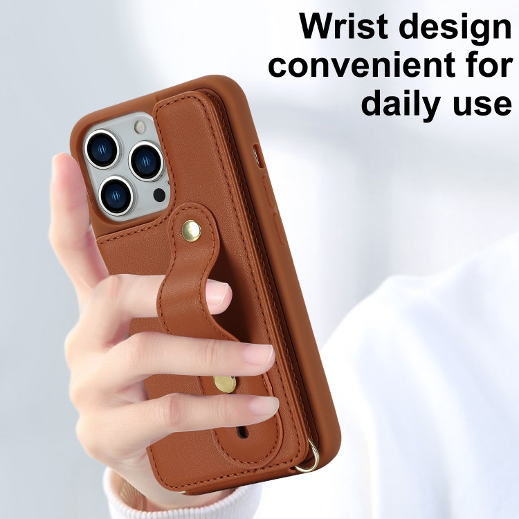 For iPhone 16 Pro Wristband Vertical Flip Wallet Back Cover Phone Case with Long Lanyard(Brown) For iPhone 16 Pro Wristband Vertical Flip Wallet Back Cover Phone Case with Long Lanyard(Brown)