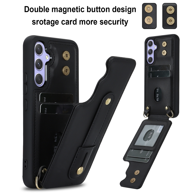 For Samsung Galaxy S24+ 5G Wristband Vertical Flip Wallet Back Cover Phone Case with Long Lanyard(Black) For Samsung Galaxy S24+ 5G Wristband Vertical Flip Wallet Back Cover Phone Case with Long Lanyard(Black)