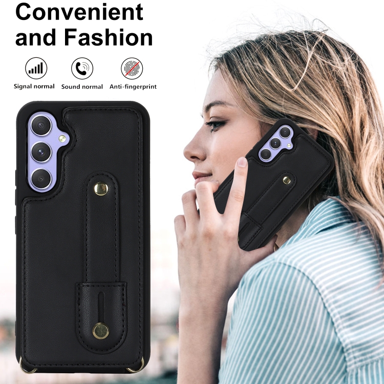 For Samsung Galaxy S24+ 5G Wristband Vertical Flip Wallet Back Cover Phone Case with Long Lanyard(Black) For Samsung Galaxy S24+ 5G Wristband Vertical Flip Wallet Back Cover Phone Case with Long Lanyard(Black)