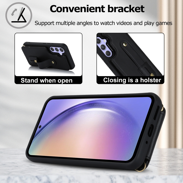 For Samsung Galaxy S24+ 5G Wristband Vertical Flip Wallet Back Cover Phone Case with Long Lanyard(Black) For Samsung Galaxy S24+ 5G Wristband Vertical Flip Wallet Back Cover Phone Case with Long Lanyard(Black)