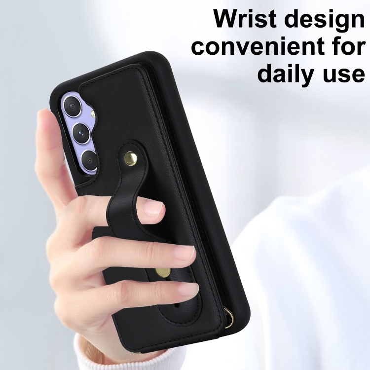 For Samsung Galaxy S24+ 5G Wristband Vertical Flip Wallet Back Cover Phone Case with Long Lanyard(Black) For Samsung Galaxy S24+ 5G Wristband Vertical Flip Wallet Back Cover Phone Case with Long Lanyard(Black)