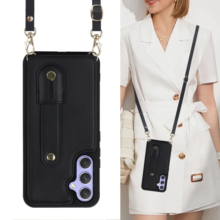 For Samsung Galaxy S24+ 5G Wristband Vertical Flip Wallet Back Cover Phone Case with Long Lanyard(Black) For Samsung Galaxy S24+ 5G Wristband Vertical Flip Wallet Back Cover Phone Case with Long Lanyard(Black)