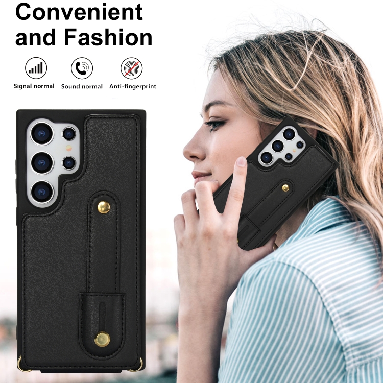 For Samsung Galaxy S25 Ultra 5G Wristband Vertical Flip Wallet Back Cover Phone Case with Long Lanyard(Black) For Samsung Galaxy S25 Ultra 5G Wristband Vertical Flip Wallet Back Cover Phone Case with Long Lanyard(Black)