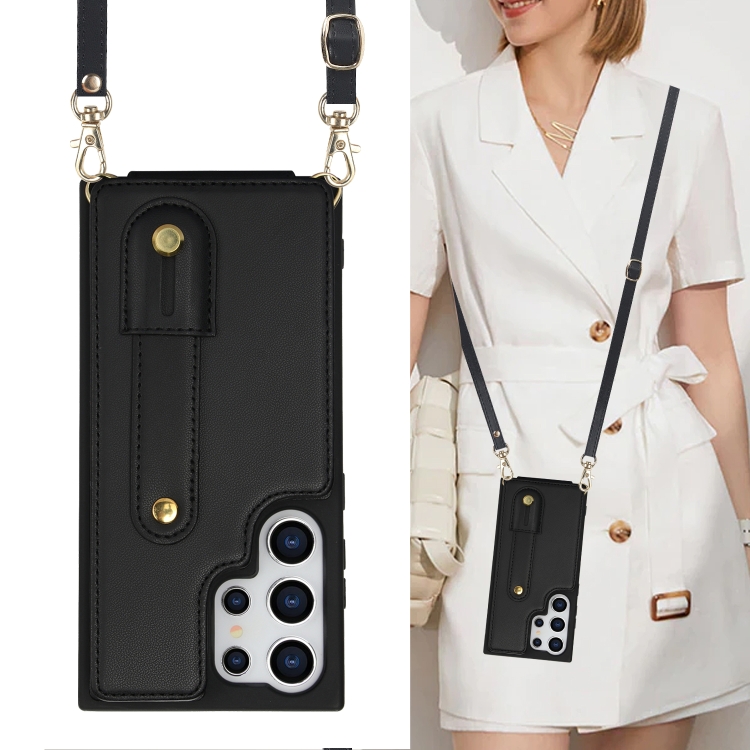 For Samsung Galaxy S25 Ultra 5G Wristband Vertical Flip Wallet Back Cover Phone Case with Long Lanyard(Black) For Samsung Galaxy S25 Ultra 5G Wristband Vertical Flip Wallet Back Cover Phone Case with Long Lanyard(Black)