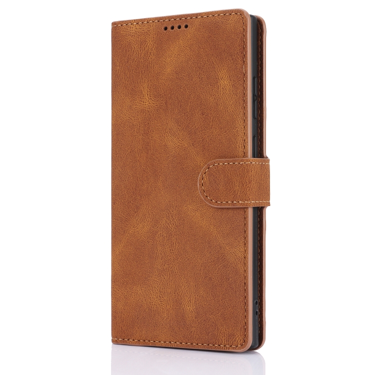 For Samsung Galaxy S24 Ultra 5G Fantasy Skin-feel Calfskin Texture Leather Phone Case(Brown)