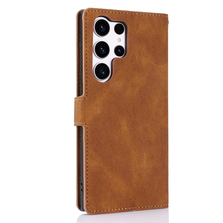 For Samsung Galaxy S24 Ultra 5G Fantasy Skin-feel Calfskin Texture Leather Phone Case(Brown)
