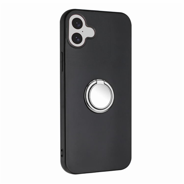 For iPhone 16 Matte Ring Holder TPU Phone Case(Silver) For iPhone 16 Matte Ring Holder TPU Phone Case(Silver)