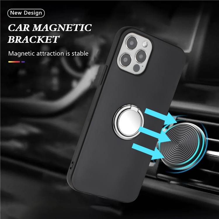 For iPhone 16 Matte Ring Holder TPU Phone Case(Silver) For iPhone 16 Matte Ring Holder TPU Phone Case(Silver)