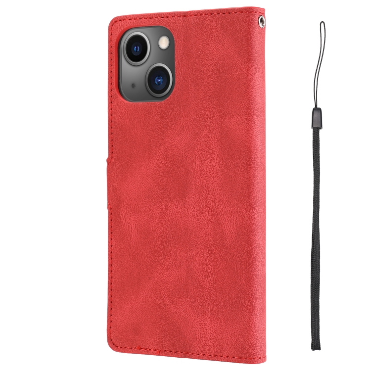 For iPhone 15 Plus / 14 Plus Fantasy Skin-feel Calfskin Texture Leather Phone Case(Red) For iPhone 15 Plus / 14 Plus Fantasy Skin-feel Calfskin Texture Leather Phone Case(Red)