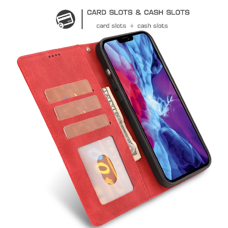 For iPhone 15 Plus / 14 Plus Fantasy Skin-feel Calfskin Texture Leather Phone Case(Red) For iPhone 15 Plus / 14 Plus Fantasy Skin-feel Calfskin Texture Leather Phone Case(Red)