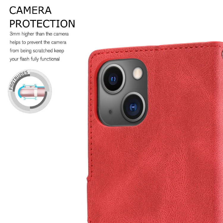 For iPhone 15 Plus / 14 Plus Fantasy Skin-feel Calfskin Texture Leather Phone Case(Red) For iPhone 15 Plus / 14 Plus Fantasy Skin-feel Calfskin Texture Leather Phone Case(Red)