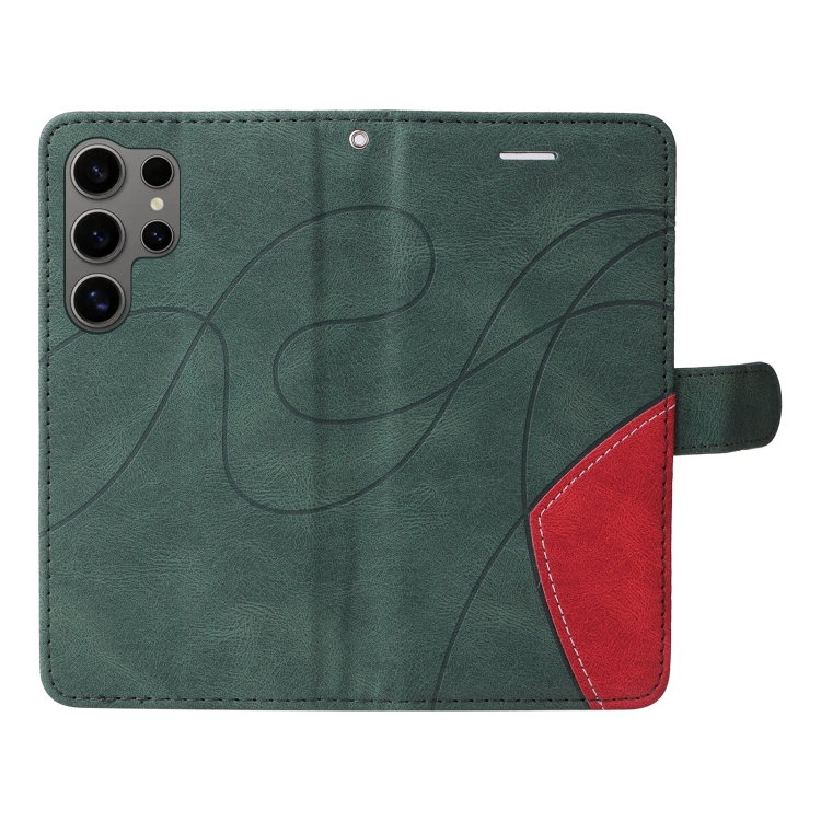 For Samsung Galaxy S25 Ultra 5G Dual-color Splicing Flip Leather Phone Case(Green) For Samsung Galaxy S25 Ultra 5G Dual-color Splicing Flip Leather Phone Case(Green)