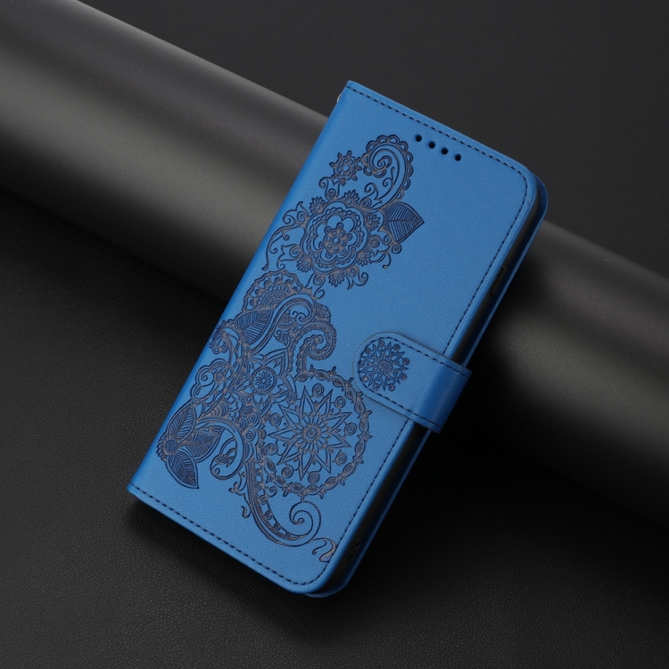 For Samsung Galaxy S25 5G Datura Flower Embossed Flip Leather Phone Case(Blue) For Samsung Galaxy S25 5G Datura Flower Embossed Flip Leather Phone Case(Blue)