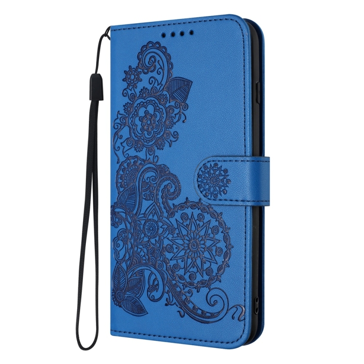 For Samsung Galaxy S25 5G Datura Flower Embossed Flip Leather Phone Case(Blue) For Samsung Galaxy S25 5G Datura Flower Embossed Flip Leather Phone Case(Blue)