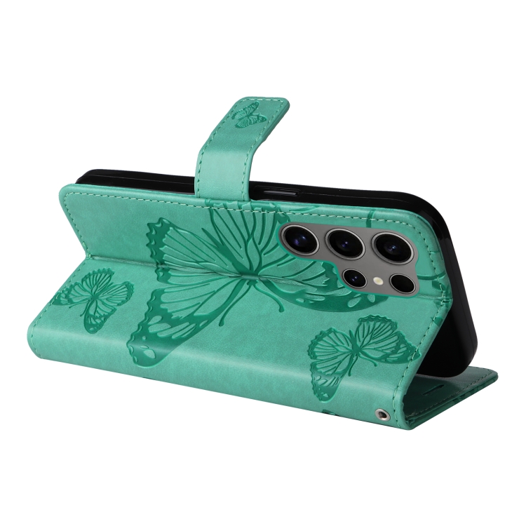 For Samsung Galaxy S25 Ultra 5G 3D Butterfly Embossed Pattern Flip Leather Phone Case(Green) For Samsung Galaxy S25 Ultra 5G 3D Butterfly Embossed Pattern Flip Leather Phone Case(Green)