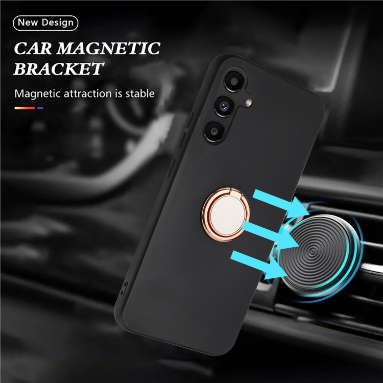 For Samsung Galaxy S25 5G Matte Ring Holder TPU Phone Case(Rose Gold)