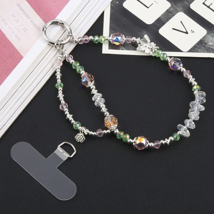 Mobile Phone Anti-lost Pink Green Bead Chain Short Lanyard(Butterfly) Mobile Phone Anti-lost Pink Green Bead Chain Short Lanyard(Butterfly)
