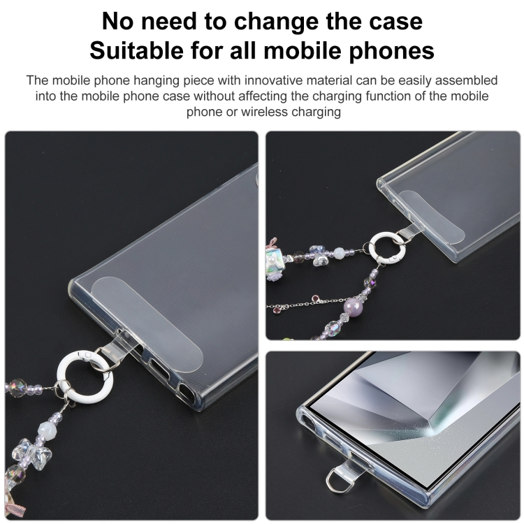 Mobile Phone Anti-lost Flower Block Bead Chain Short Lanyard(Purple) Mobile Phone Anti-lost Flower Block Bead Chain Short Lanyard(Purple)