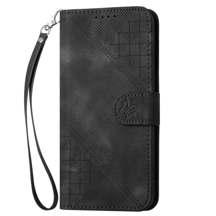 For Samsung Galaxy S25 Ultra 5G YX0080 Grid Butterfly Embossed Pattern Flip Leather Phone Case with Lanyard(Black) For Samsung Galaxy S25 Ultra 5G YX0080 Grid Butterfly Embossed Pattern Flip Leather Phone Case with Lanyard(Black)